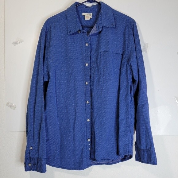 Carbon 2 Cobalt men's blue Button Down Shirt S Med 100% cotton Swiss Dot - Picture 1 of 10